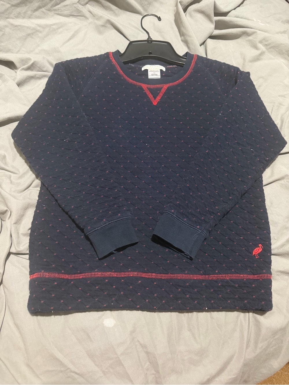 The Beaufort Bonnet Company Navy Quilted Pullover Red Stitching Size 10